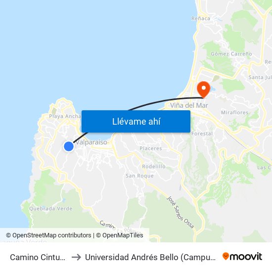 Camino Cintura, 4162 to Universidad Andrés Bello (Campus Los Castaños) map