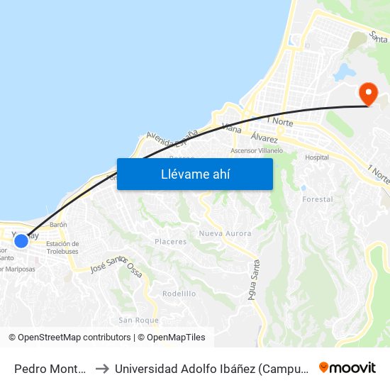 Pedro Montt, 2111 to Universidad Adolfo Ibáñez (Campus Viña Del Mar) map