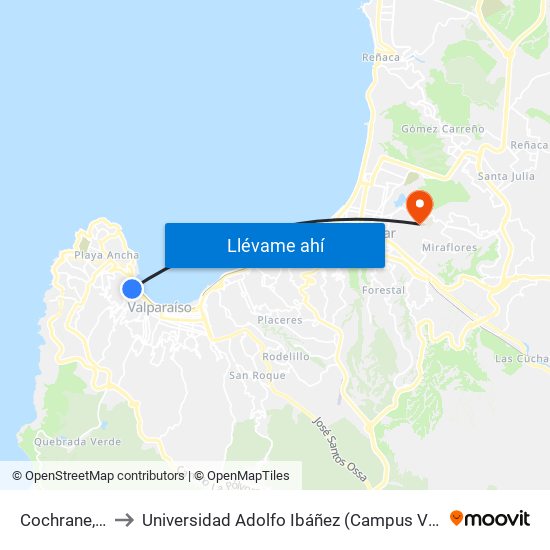 Cochrane, 596 to Universidad Adolfo Ibáñez (Campus Viña Del Mar) map