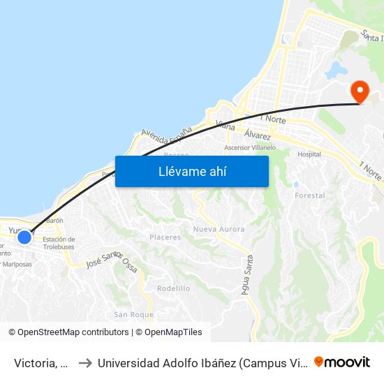 Victoria, 2223 to Universidad Adolfo Ibáñez (Campus Viña Del Mar) map