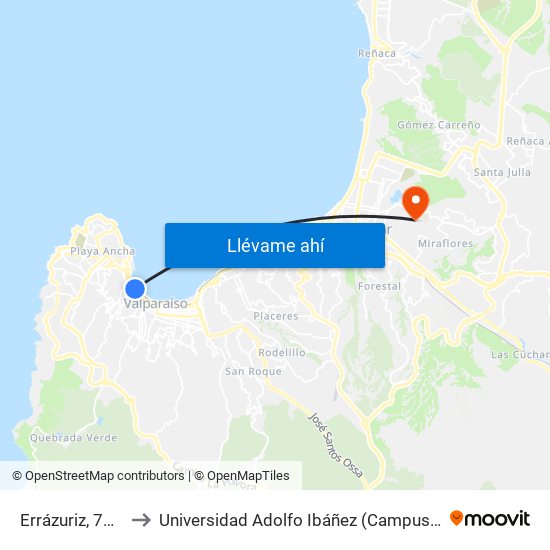 Errázuriz, 755-759 to Universidad Adolfo Ibáñez (Campus Viña Del Mar) map