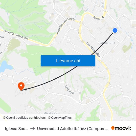 Iglesia Sau - Sau to Universidad Adolfo Ibáñez (Campus Viña Del Mar) map