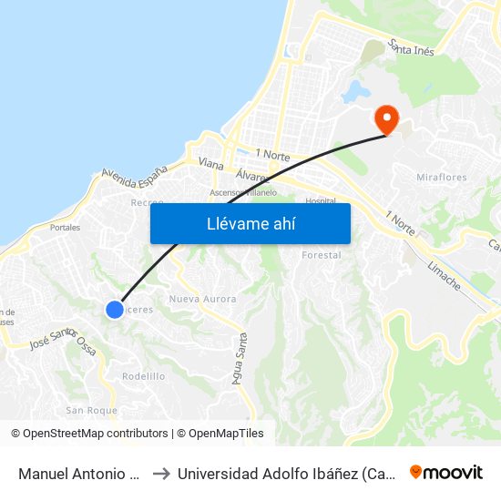 Manuel Antonio Matta, 2065 to Universidad Adolfo Ibáñez (Campus Viña Del Mar) map