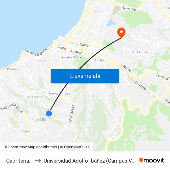 Cabriteria 908 to Universidad Adolfo Ibáñez (Campus Viña Del Mar) map
