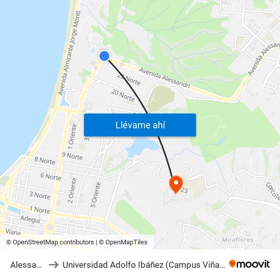Alessandri to Universidad Adolfo Ibáñez (Campus Viña Del Mar) map