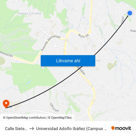 Calle Siete, 167 to Universidad Adolfo Ibáñez (Campus Viña Del Mar) map