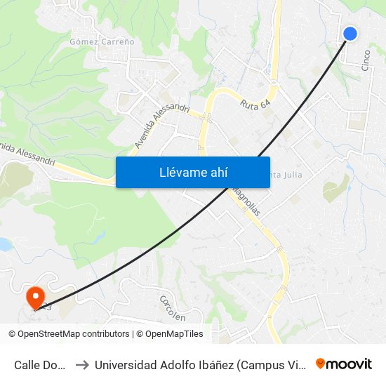 Calle Dos, 43 to Universidad Adolfo Ibáñez (Campus Viña Del Mar) map