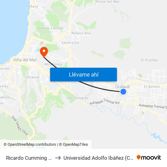 Ricardo Cumming - Buenos Aires to Universidad Adolfo Ibáñez (Campus Viña Del Mar) map