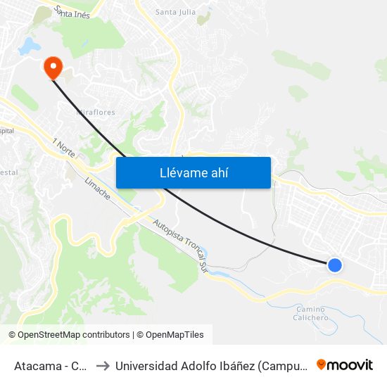 Atacama - Chañaral to Universidad Adolfo Ibáñez (Campus Viña Del Mar) map