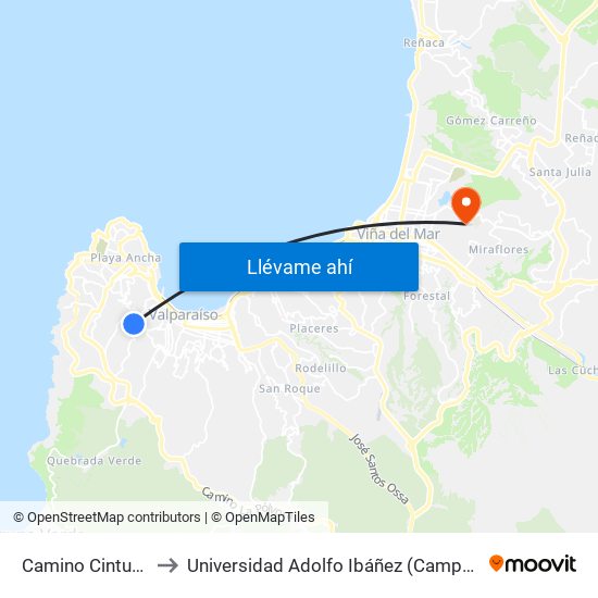 Camino Cintura, 4162 to Universidad Adolfo Ibáñez (Campus Viña Del Mar) map