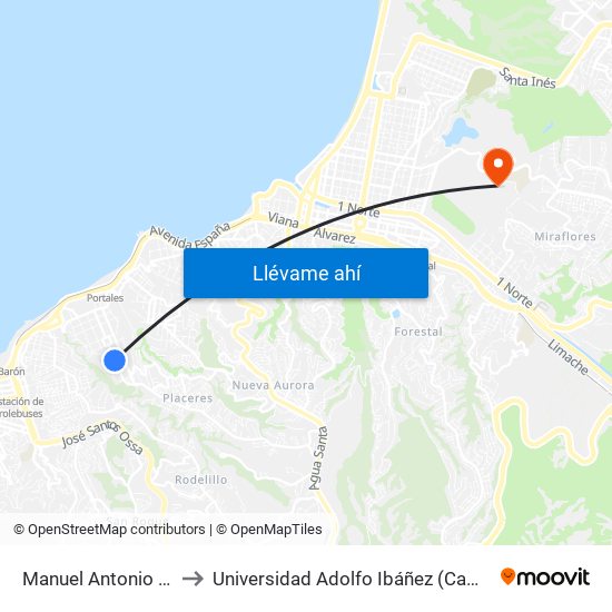 Manuel Antonio Matta, 914 to Universidad Adolfo Ibáñez (Campus Viña Del Mar) map