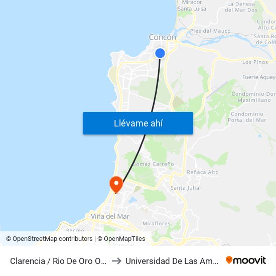 Clarencia / Rio De Oro Oriente to Universidad De Las Americas map