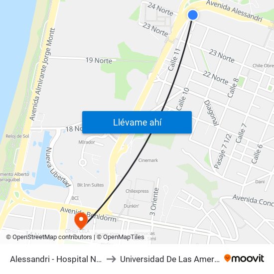 Alessandri - Hospital Naval to Universidad De Las Americas map