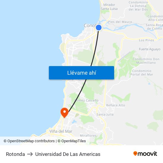 Rotonda to Universidad De Las Americas map