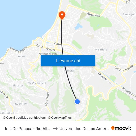 Isla De Pascua - Rio Allipen to Universidad De Las Americas map