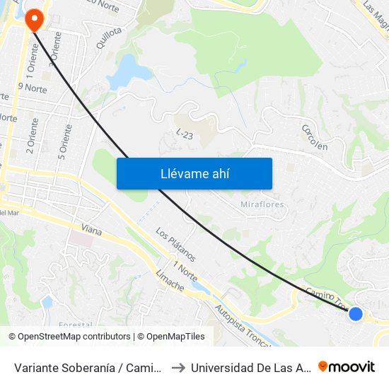 Variante Soberanía / Camino Troncal to Universidad De Las Americas map