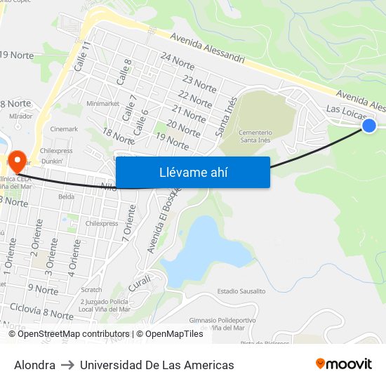 Alondra to Universidad De Las Americas map