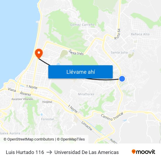 Luis Hurtado 116 to Universidad De Las Americas map