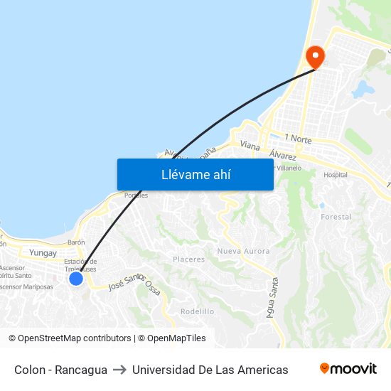 Colon - Rancagua to Universidad De Las Americas map