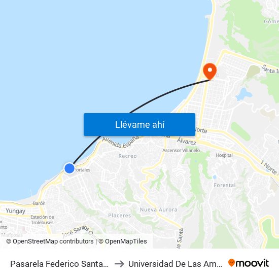Pasarela Federico Santa Maria to Universidad De Las Americas map