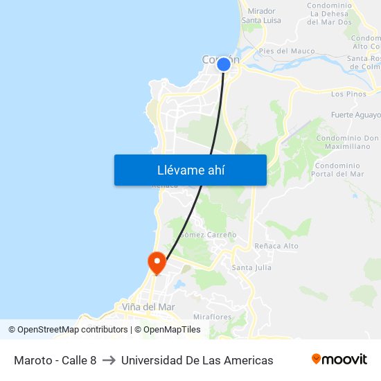 Maroto - Calle 8 to Universidad De Las Americas map