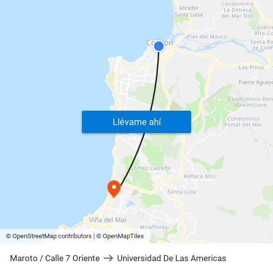 Maroto / Calle 7 Oriente to Universidad De Las Americas map