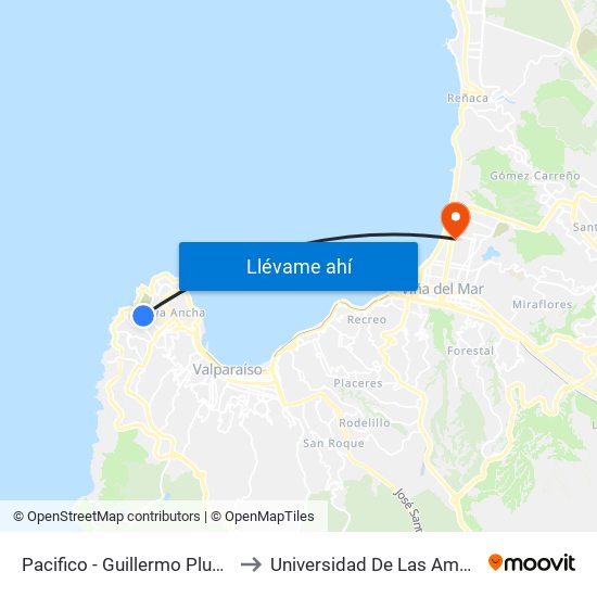 Pacifico - Guillermo Plummer to Universidad De Las Americas map