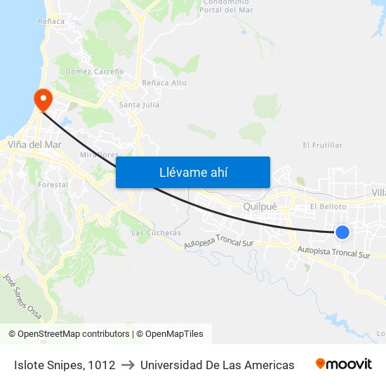 Islote Snipes, 1012 to Universidad De Las Americas map