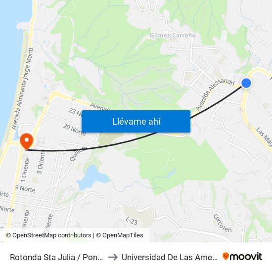 Rotonda Sta Julia / Poniente to Universidad De Las Americas map