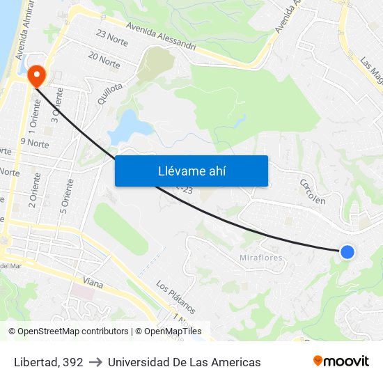 Libertad, 392 to Universidad De Las Americas map