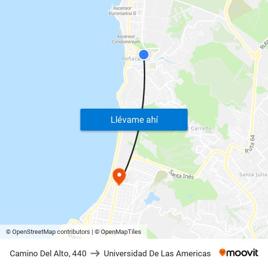 Camino Del Alto, 440 to Universidad De Las Americas map