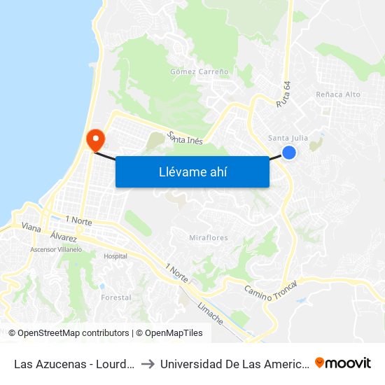 Las Azucenas - Lourdes to Universidad De Las Americas map