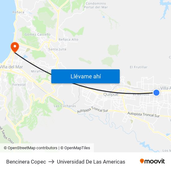 Bencinera Copec to Universidad De Las Americas map