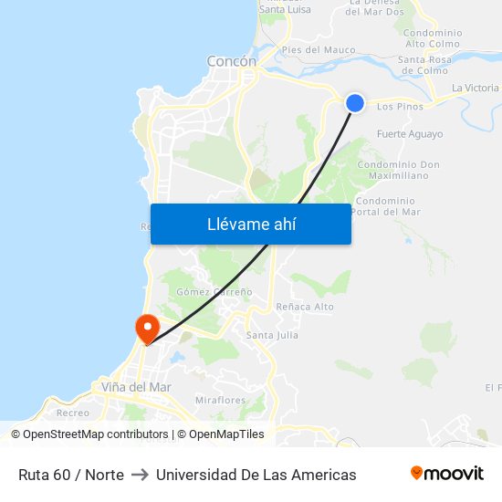 Ruta 60 / Norte to Universidad De Las Americas map