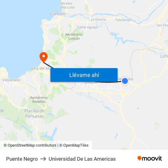 Puente Negro to Universidad De Las Americas map