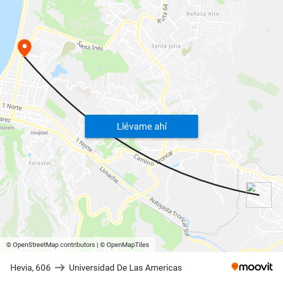 Hevia, 606 to Universidad De Las Americas map