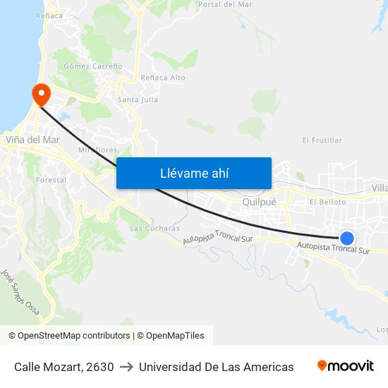 Calle Mozart, 2630 to Universidad De Las Americas map