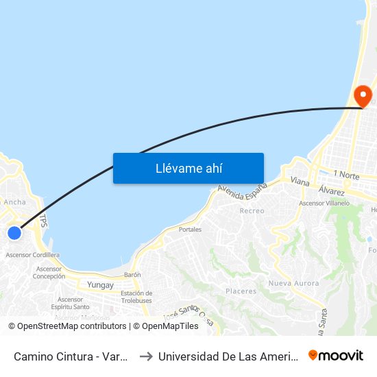 Camino Cintura - Vargas to Universidad De Las Americas map