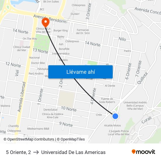 5 Oriente, 2 to Universidad De Las Americas map