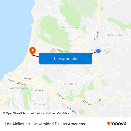 Los Alelies to Universidad De Las Americas map