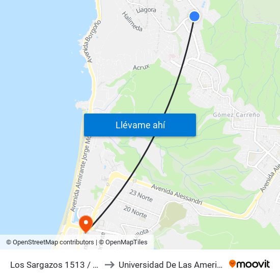 Los Sargazos 1513 / Sur to Universidad De Las Americas map