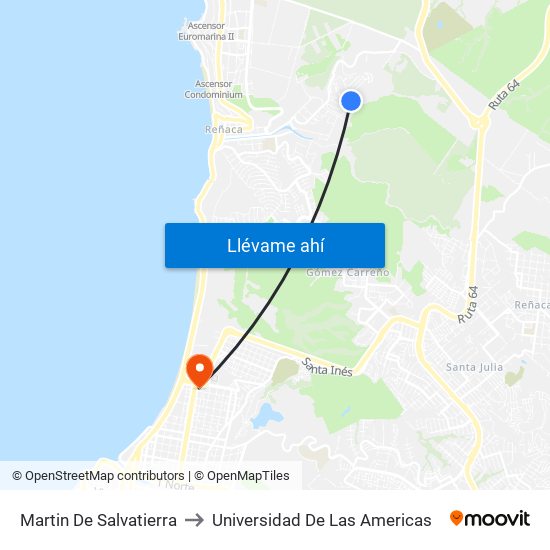 Martin De Salvatierra to Universidad De Las Americas map