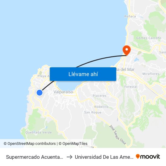 Supermercado Acuenta / Sur to Universidad De Las Americas map