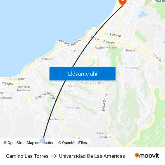 Camino Las Torres to Universidad De Las Americas map