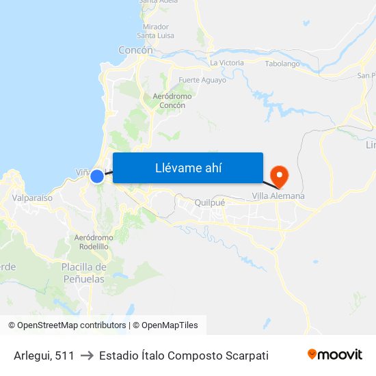 Arlegui, 511 to Estadio Ítalo Composto Scarpati map