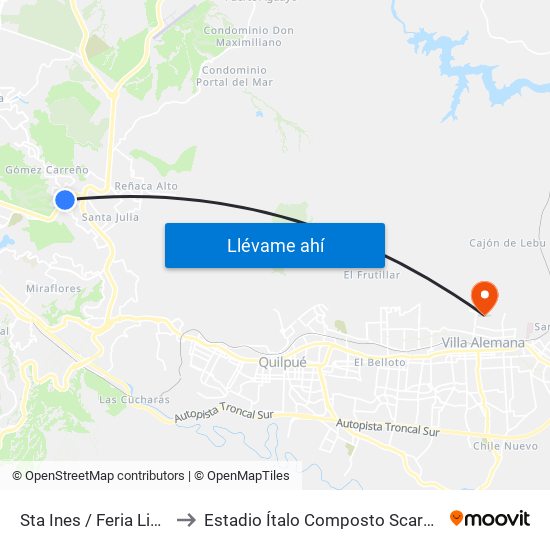 Sta Ines / Feria Libre to Estadio Ítalo Composto Scarpati map