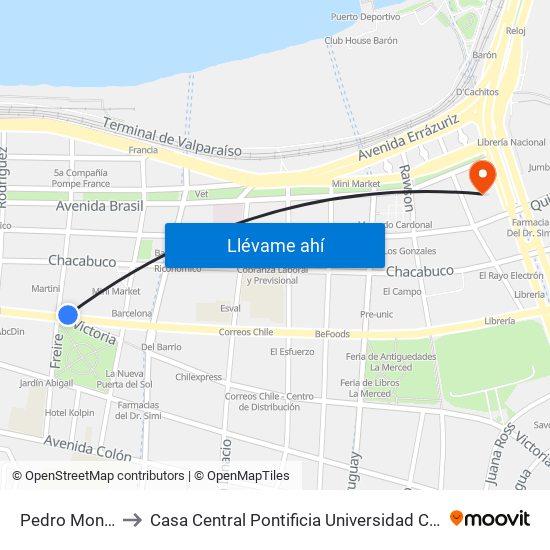 Pedro Montt, 2111 to Casa Central Pontificia Universidad Católica De Valparaíso map
