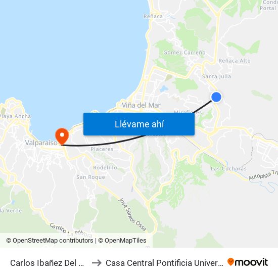 Carlos Ibañez Del Campo - Livingstone to Casa Central Pontificia Universidad Católica De Valparaíso map