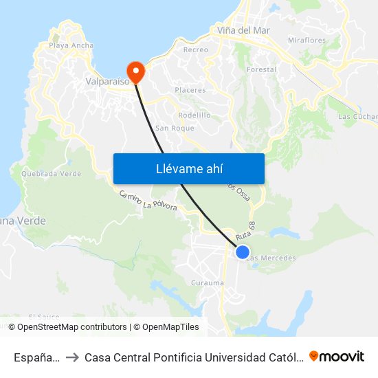 España, 398 to Casa Central Pontificia Universidad Católica De Valparaíso map