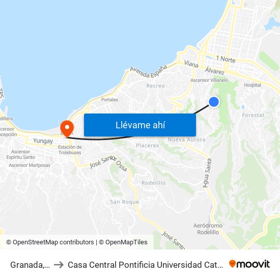 Granada, 1316 to Casa Central Pontificia Universidad Católica De Valparaíso map